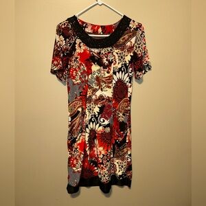 Elegant Floral Patchwork Midi Dress